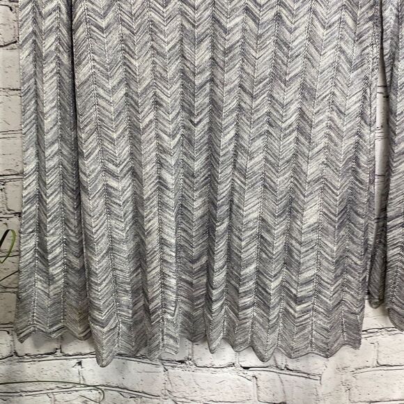 WHBM Long Tunic V-Neck Dressy Sweater‎ Flare Sleeve Metallic Silver Grey M - Picture 8 of 14